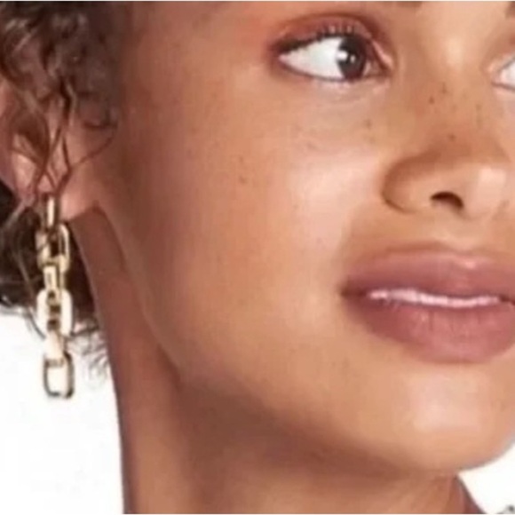 Eddie Borgo Gold Supra Chain Link Post Earrings 2” Drop 12k Gold Vermeil - Picture 3 of 7